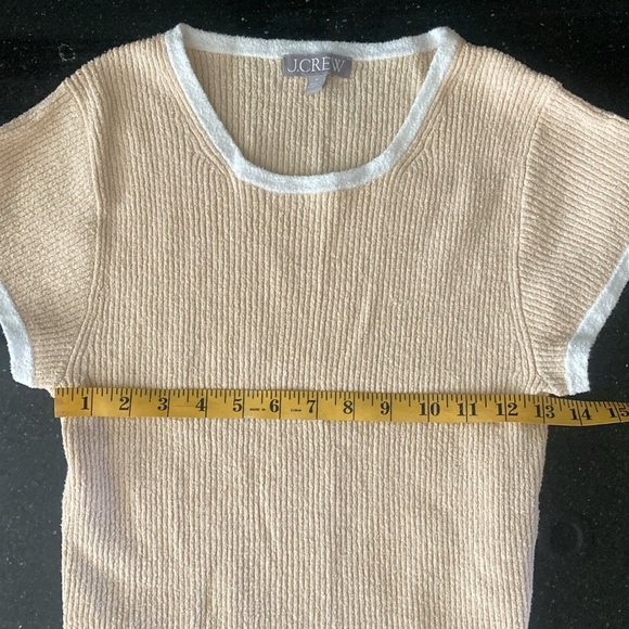 J crew  Cream Ribbed Knit Top Size M - Picture 7 of 8